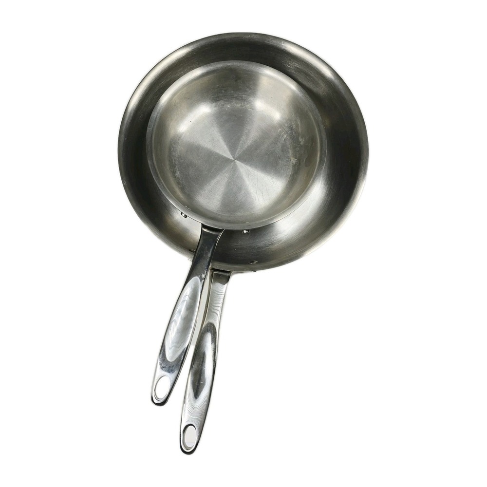 360 Cookware Stainless Steel Fry Pan Set 10" & 7" Frying Skillets Made In USA